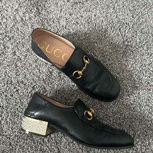 Gucci Shoes | Gucci Horsebit Leather Loafer with Crystals Mules/Slides